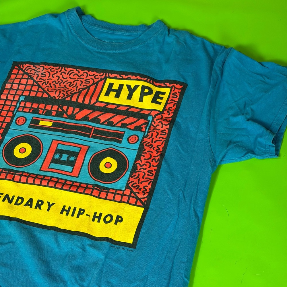 FSD Legendary Hip-Hop T-Shirt Mens L Blue Boombox Retro-Style Graphic Tee Street